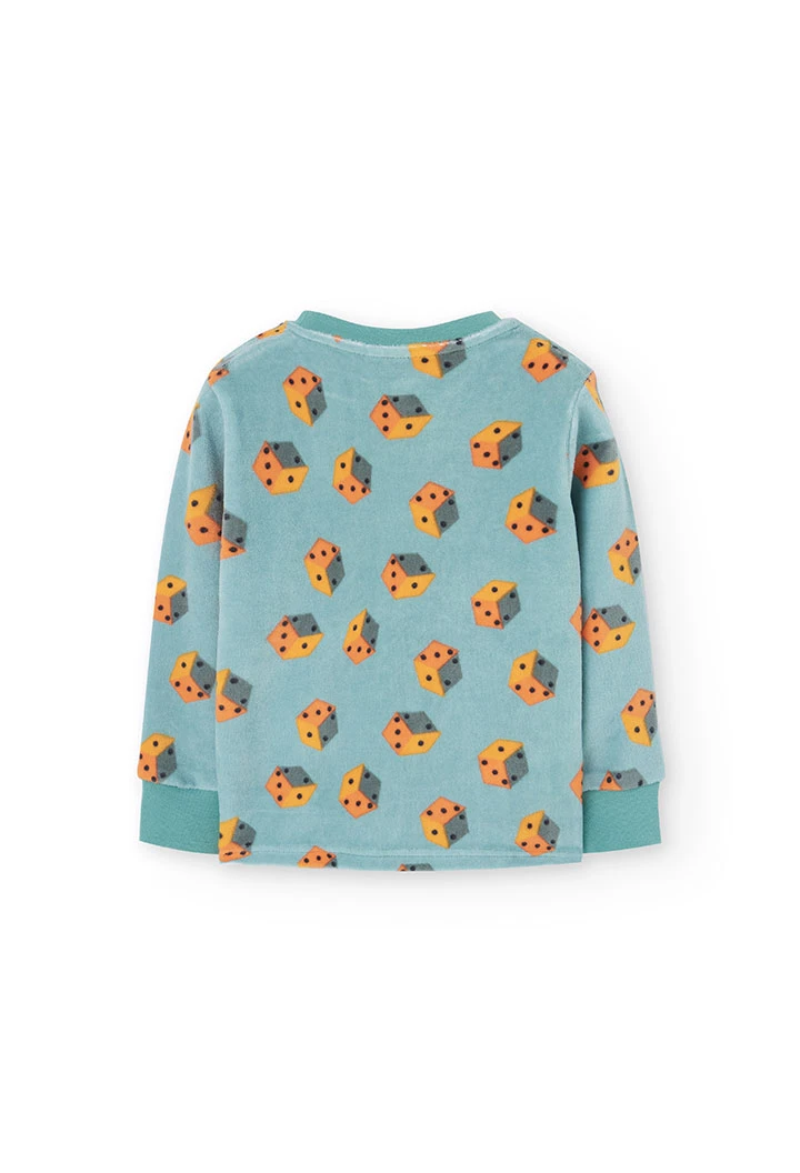 Boy´s green velvet dice-print pyjamas