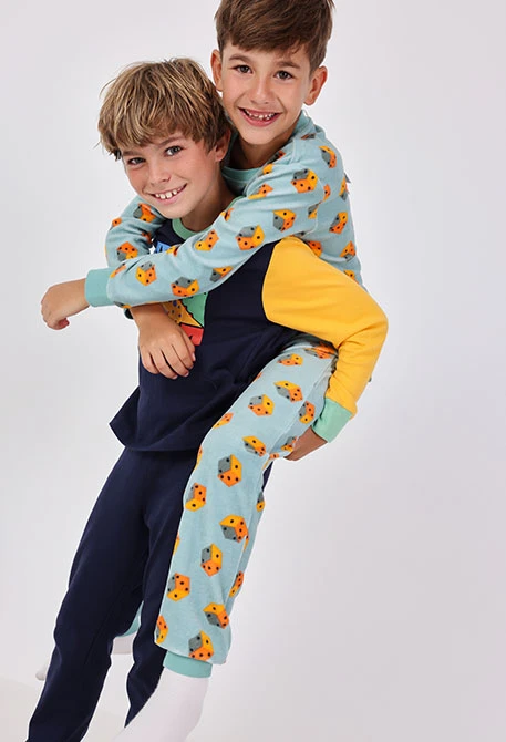 Boy´s green velvet dice-print pyjamas