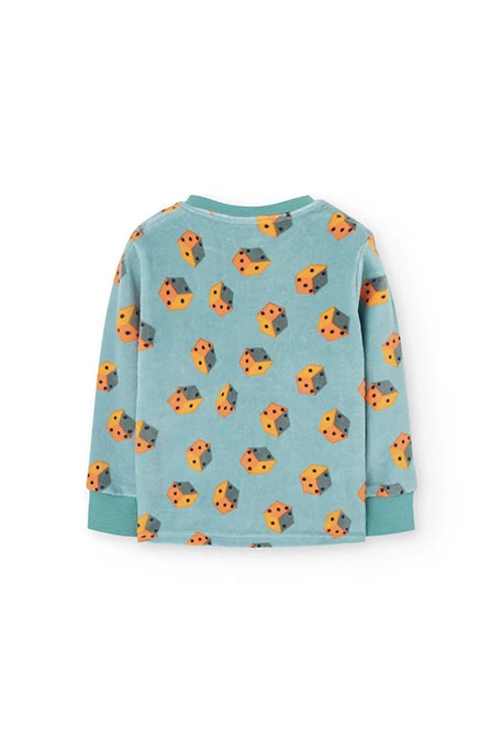 Boy´s green velvet dice-print pyjamas