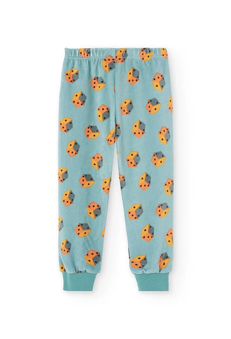 Boy´s green velvet dice-print pyjamas