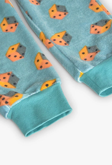 Boy´s green velvet dice-print pyjamas