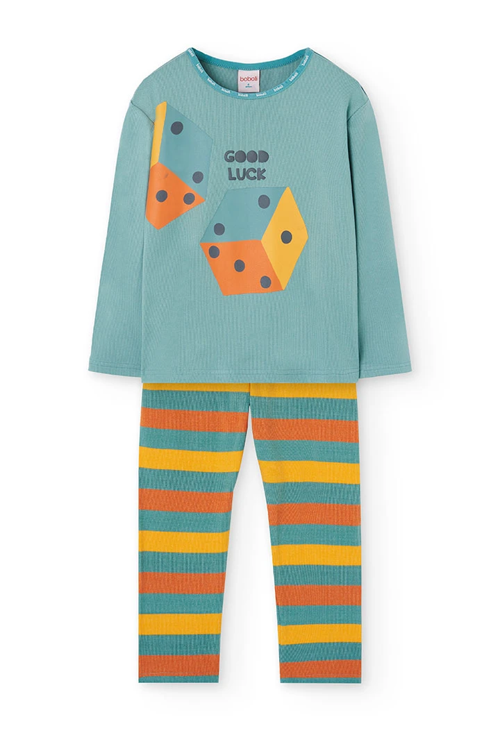 Green stripe and dice knitted Boy´s pyjamas