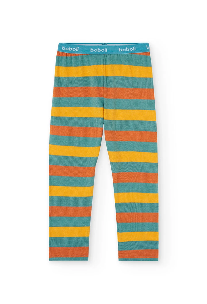 Pyjama garçon en maille verte à rayures dés