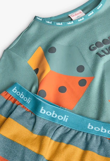 Pijama niño de punto verde dados rayas