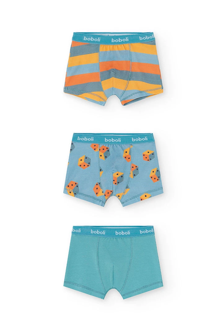 Boxer blu a righe con dadi