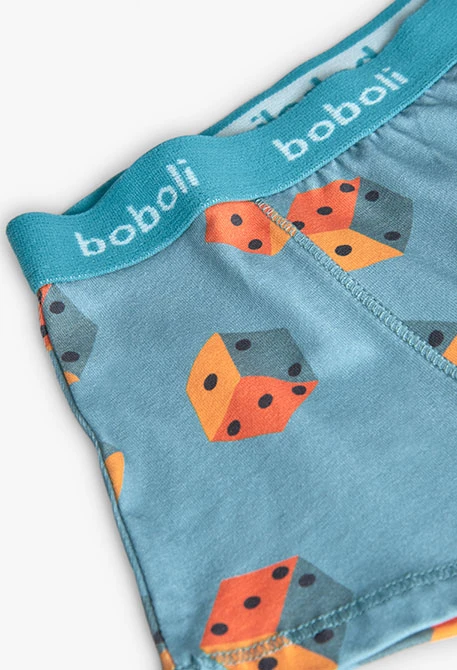 Blau gestreifte Boxershorts mit Würfeln