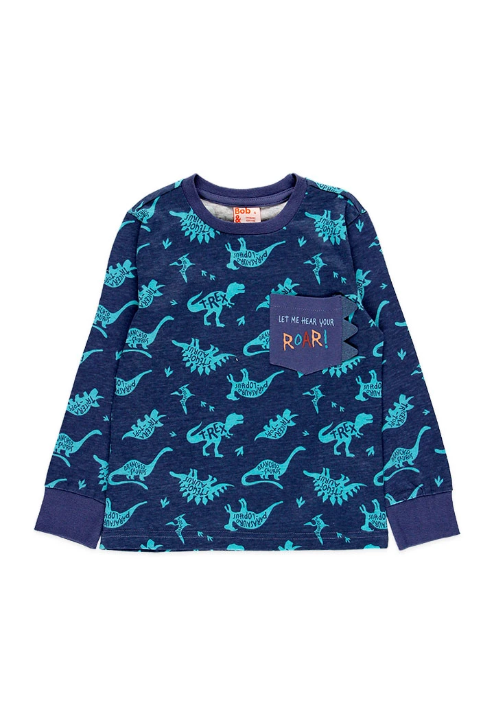 Organic knitted pyjamas for boys in green print