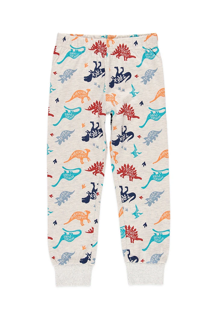 Pijama de punt orgànic de nen estampat en cru