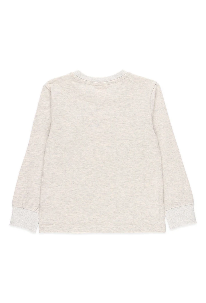 Pijama pour garçon en coton avec estampage de couleur crudo