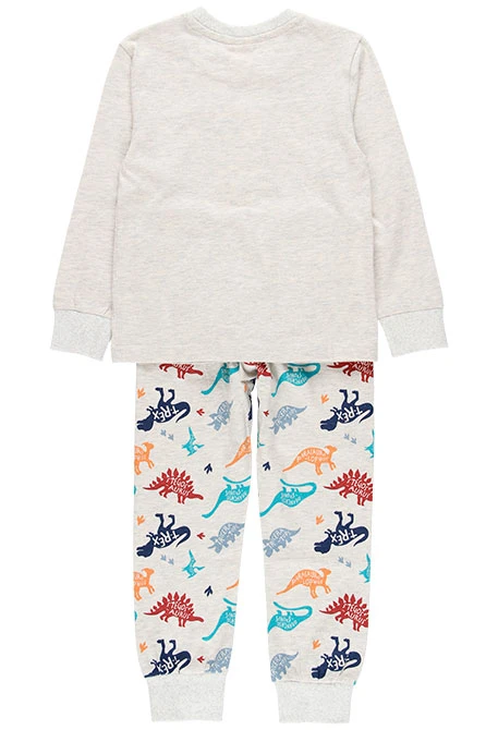 Organic knitted pyjamas for boys in ecru print
