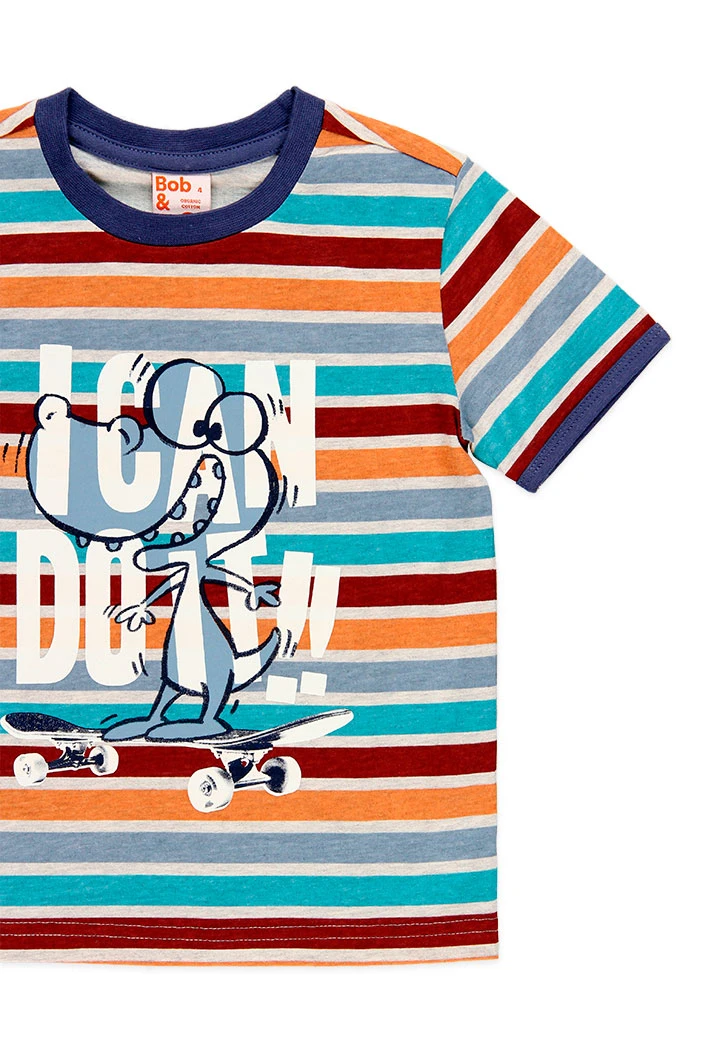 Pijama court pour garçon en rayures de couleur crudo 