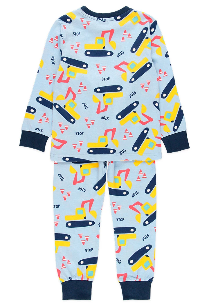 Pijama de punt orgànic de nen estampat en blau