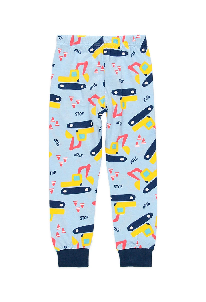 Pijama de punt orgànic de nen estampat en blau