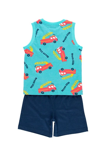 Organic knitted pyjama shorts for children printed in green