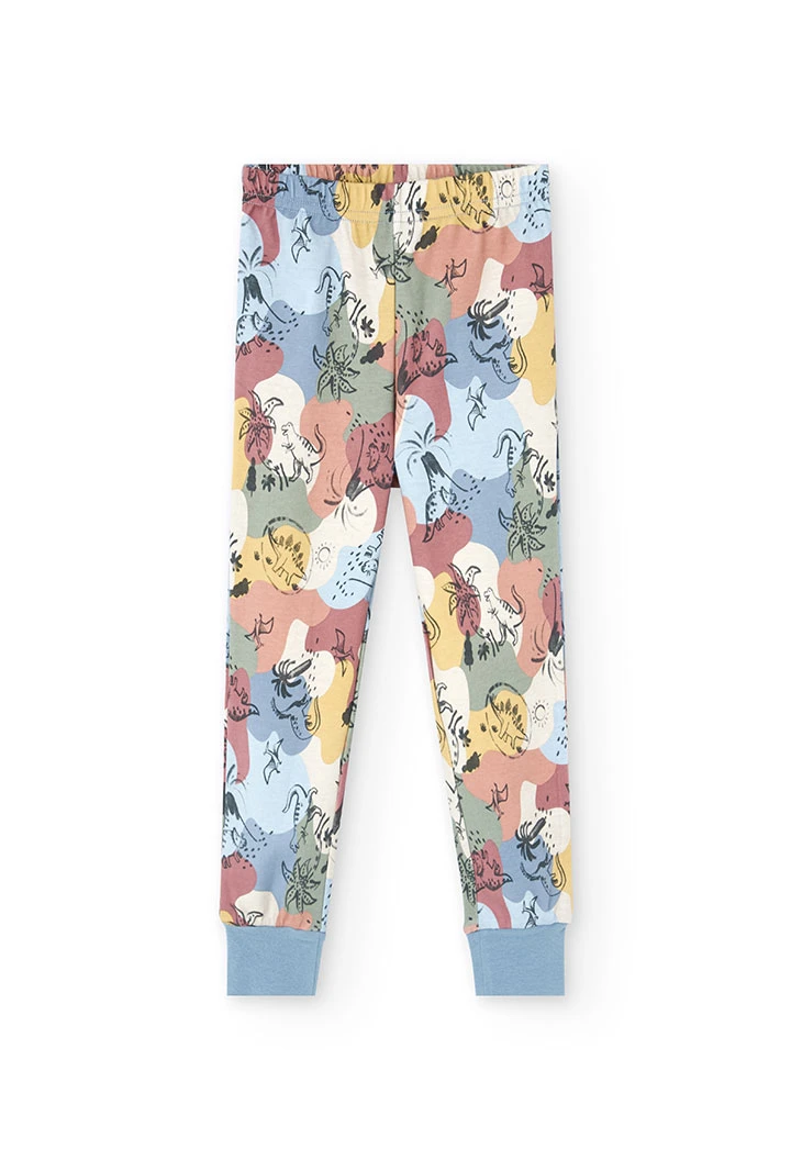 Velvet pyjamas for boys with dinosaur print