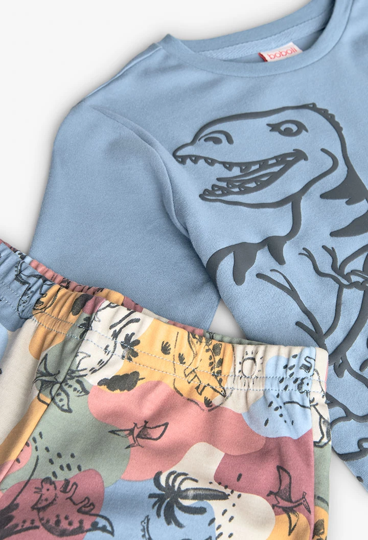 Velvet pyjamas for boys with dinosaur print