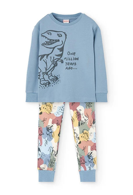 Pijama de veludo para menino com estampado de dinossauro