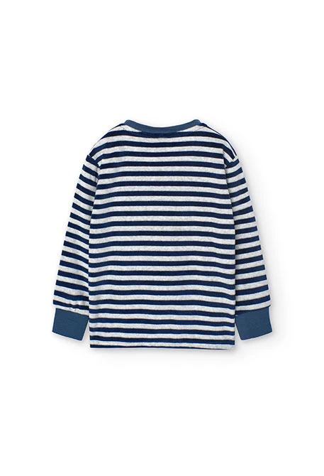 Velvet pyjamas for boys with striped print