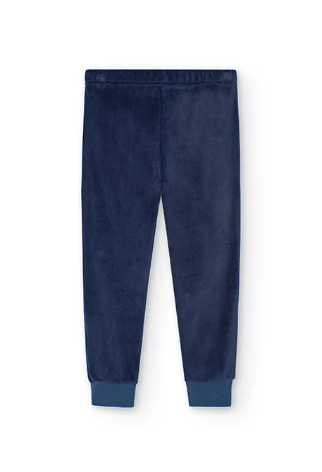 Velvet pyjamas for boys with striped print