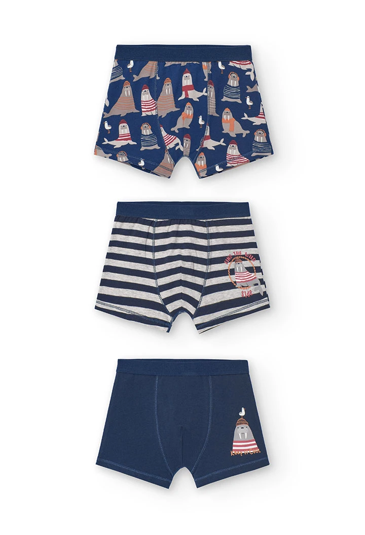 Pack of three boxers for boys with prints