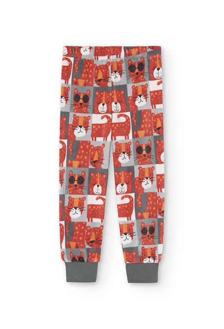 Velvet pyjamas for boys in red with a print