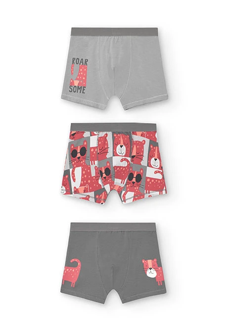 Pack of three grey boys\' boxers