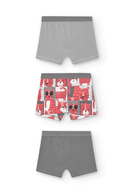 Pack de três boxers para menino em cinza