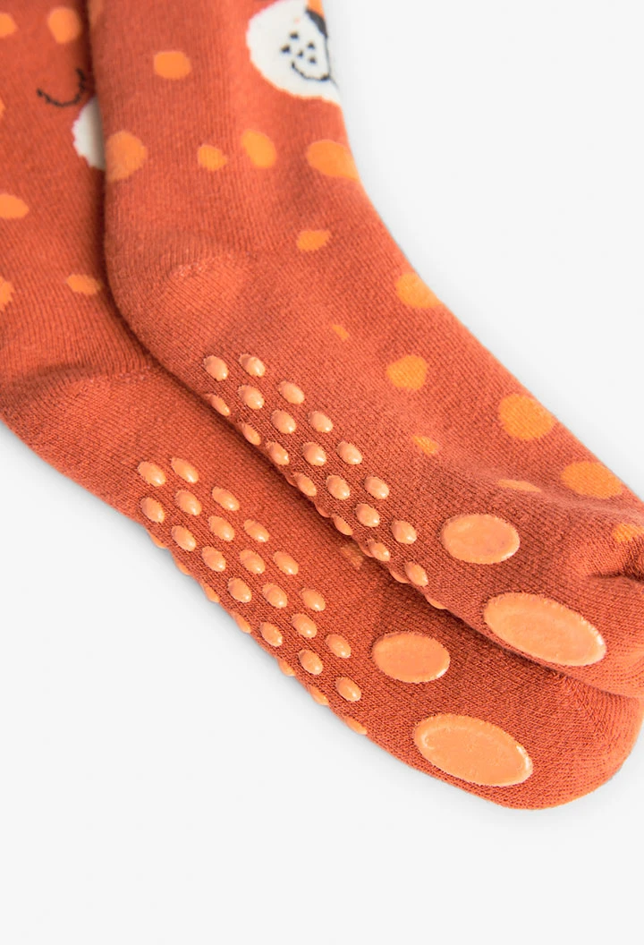 Non-slip long sock for boy in orange