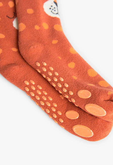 Non-slip long sock for boy in orange