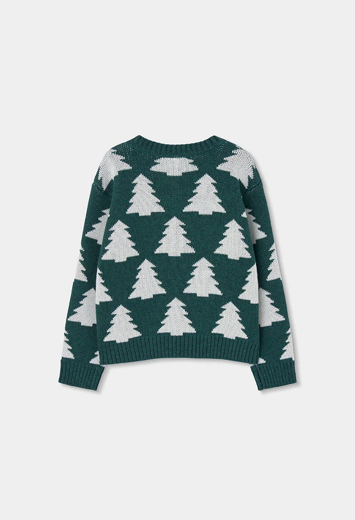 Pull vert unisexe imprimé sapins de Noël