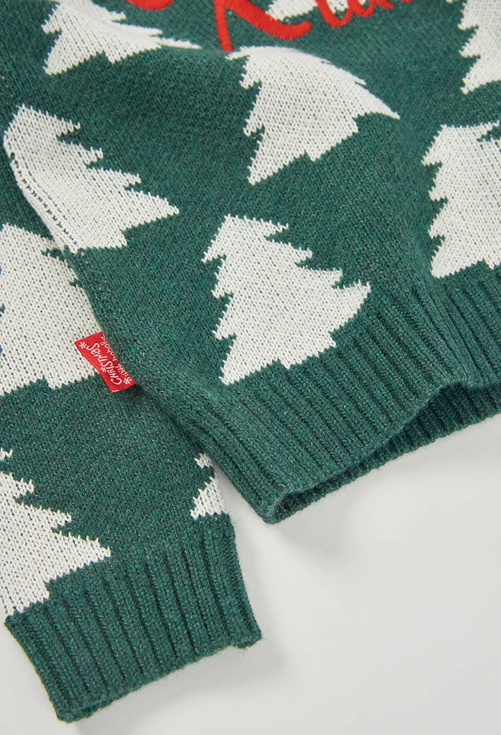 Pull vert unisexe imprimé sapins de Noël