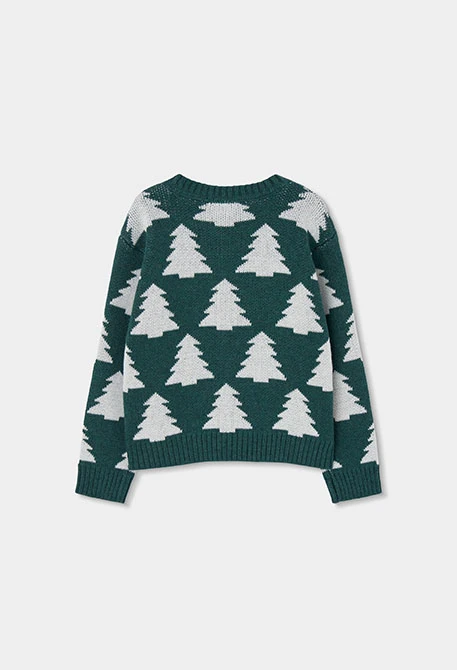 Pull vert unisexe imprimé sapins de Noël