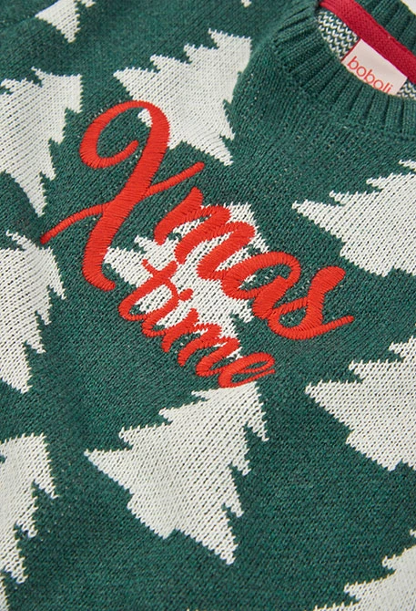 Pull vert unisexe imprimé sapins de Noël
