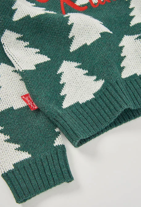 Pull vert unisexe imprimé sapins de Noël
