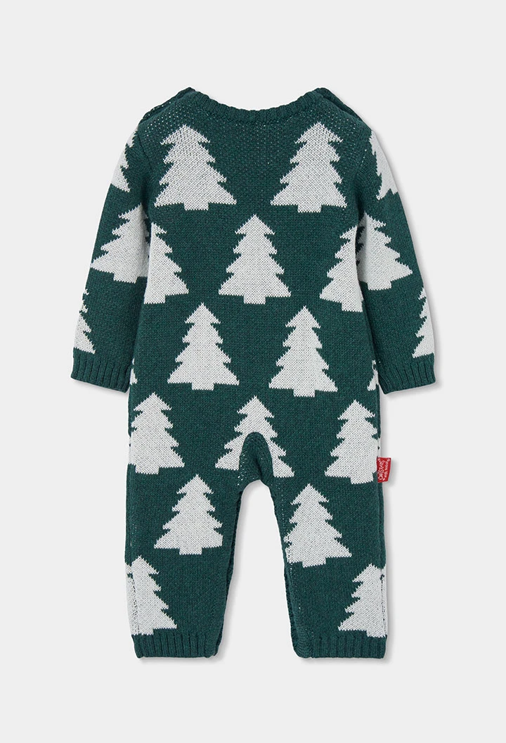 Grenouillère bébé verte imprimée sapins de Noël