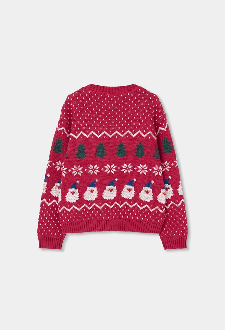 Pull rouge de Noël unisex imprimé Père Noël