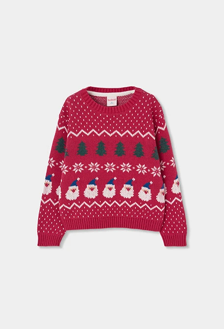 Pull rouge de Noël unisex imprimé Père Noël