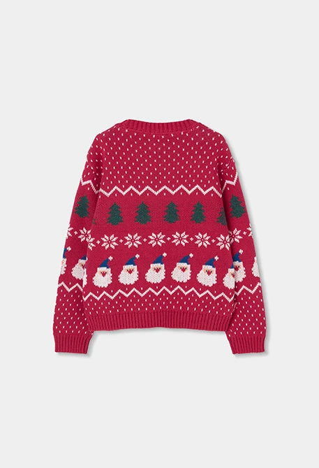Pull rouge de Noël unisex imprimé Père Noël