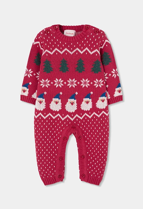 Grenouillère bébé rouge imprimée Père Noël