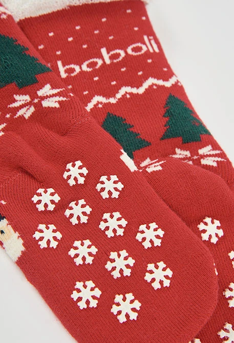 Chaussette haute rouge imprimée Père Noël
