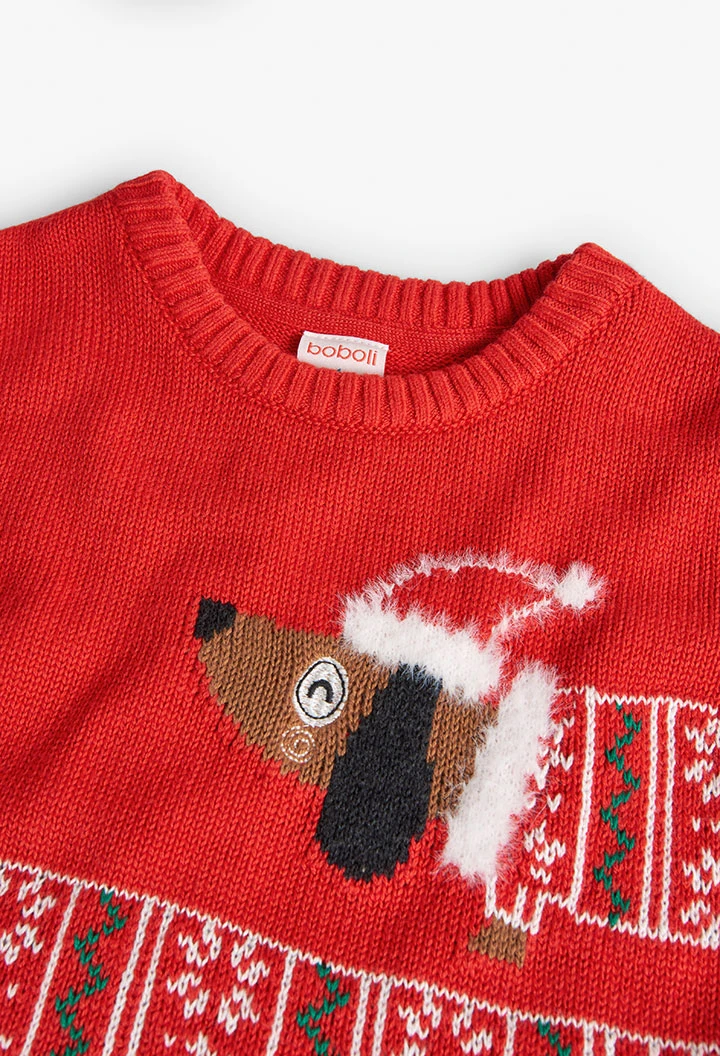 Unisex knitted jumper in red