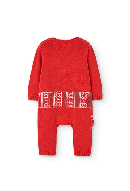 Knitted jumpsuit for baby in red