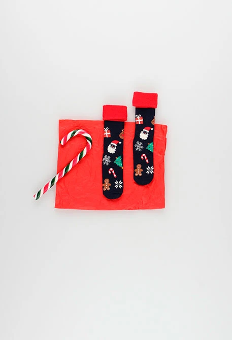 Chaussette longue antidérapante à motif de Noël pour bébé