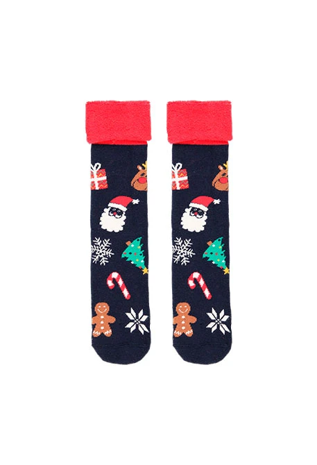 Chaussette longue antidérapante à motif de Noël pour bébé