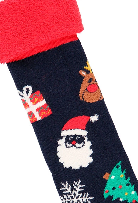 Non-slip long Christmas print socks for baby