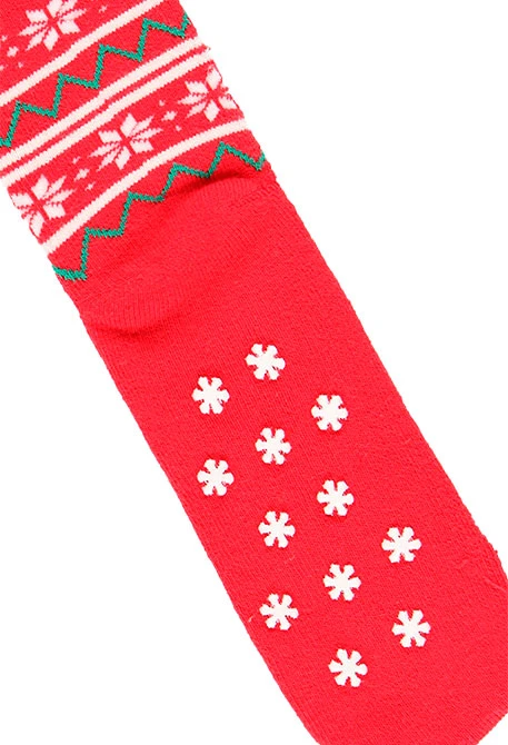 Non-slip long Christmas socks for baby in red