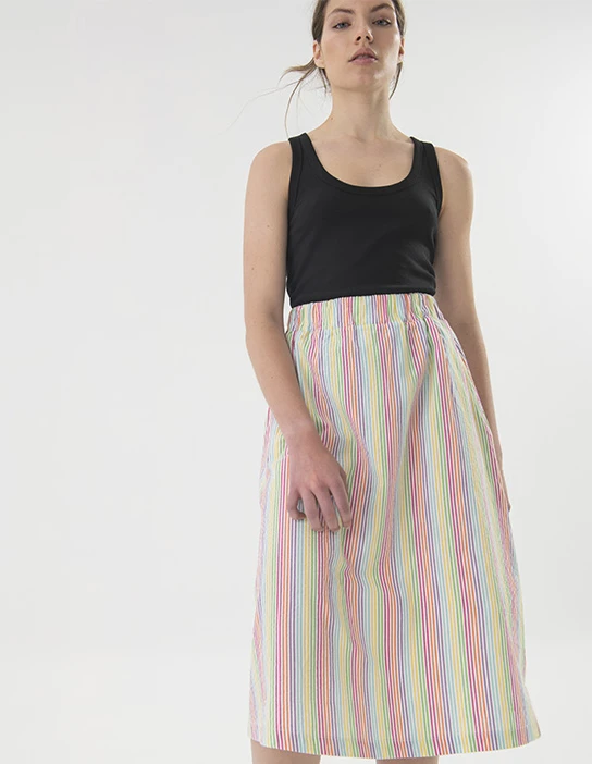 SEWING KIT MIDI SKIRT AGATHA MULTICOLOURED STRIPES