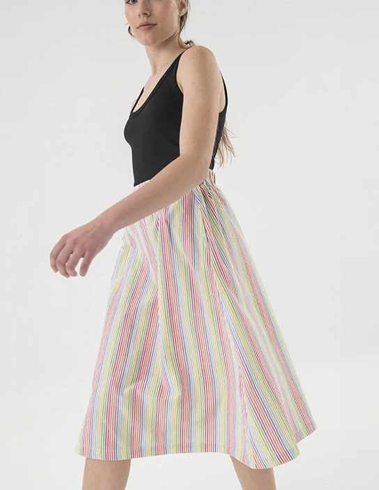 SEWING KIT MIDI SKIRT AGATHA MULTICOLOURED STRIPES