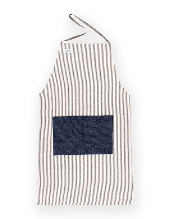 SEWING KIT APRON FERRAN STRIPES ECRU NAVY