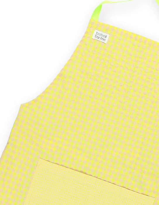 SEWING KIT FERRAN APRON WITH FLUOR YELLOW VICHY CHECKERBOARD PATTERN